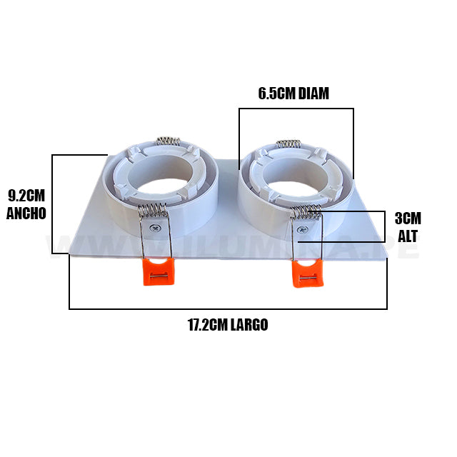 SPOT LED EMPOTRABLE CARDANE CARDÁNICA BLANCO ORIENTABLE + 02 DICROICOS LED LUZ CÁLIDA 6W