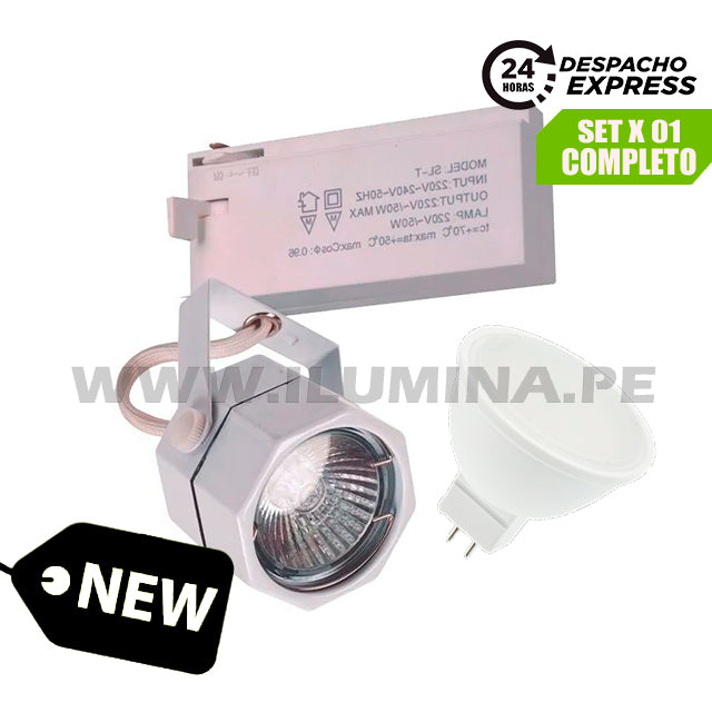 SPOT DE RIEL ANDREA WHITE  LED + DICROICO LED 6W LUZ BLANCA