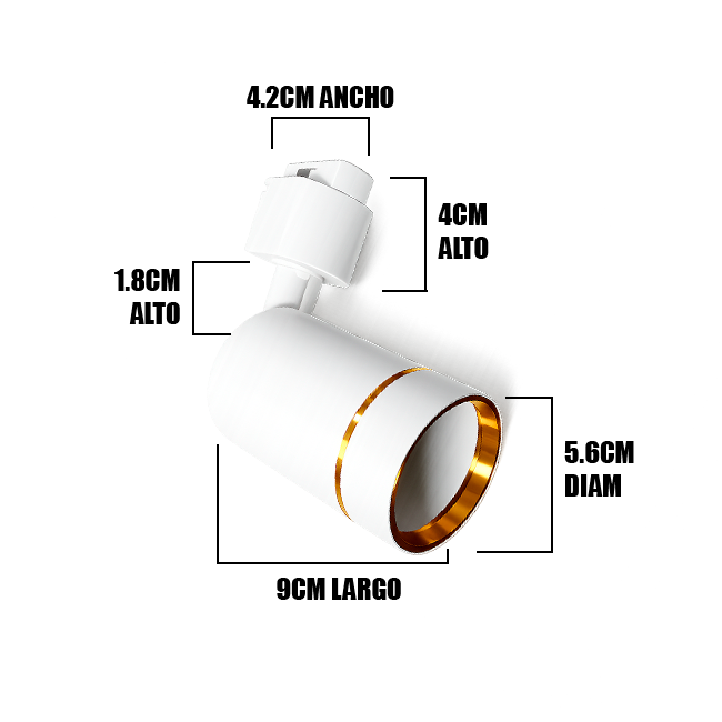 SPOT DE RIEL GEMA COLOR WHITE AND GOLD - SIN DICROICO