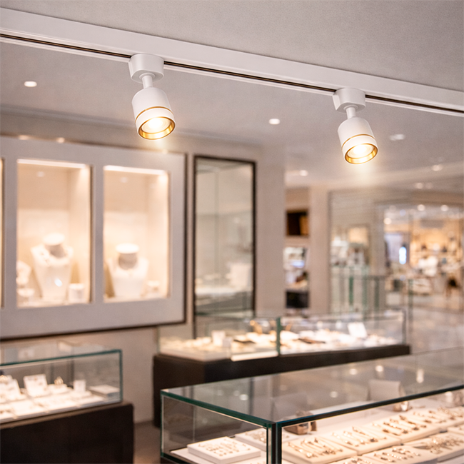 SPOT DE RIEL GEMA COLOR WHITE AND GOLD - SIN DICROICO