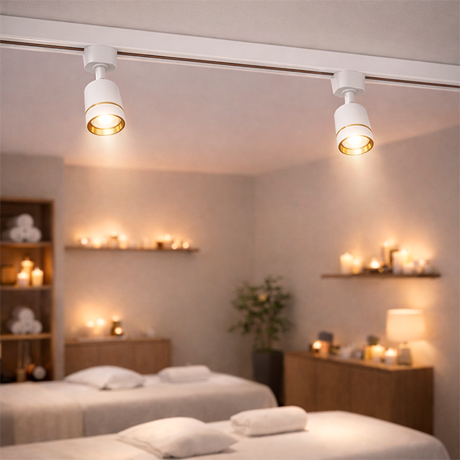 SPOT DE RIEL GEMA COLOR WHITE AND GOLD - SIN DICROICO