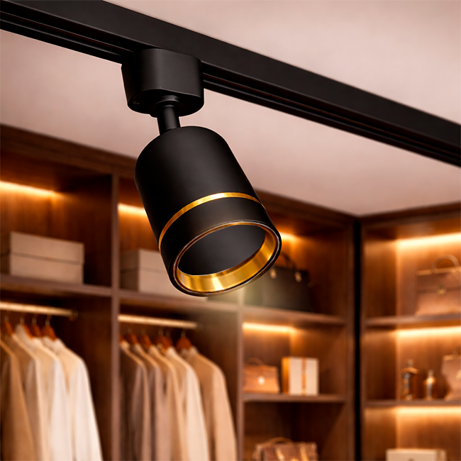 SPOT DE RIEL GEMA COLOR BLACK AND GOLD - SIN DICROICO