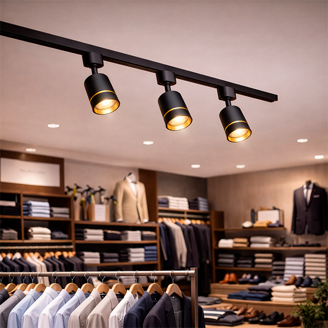 SPOT DE RIEL GEMA COLOR BLACK AND GOLD - SIN DICROICO