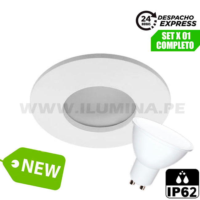 SET COMPLETO - SPOT HERMÉTICO PARA DUCHAS 6W LED BLANCO