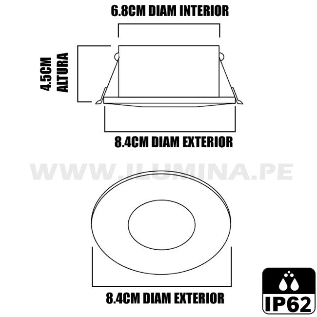 SET COMPLETO - SPOT HERMÉTICO PARA DUCHAS 6W LED BLANCO