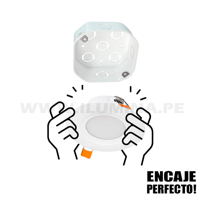 SET COMPLETO - SPOT EMPOTRABLE LED 8W LUZ CÁLIDA 2700K - PARA CAJA OCTOGONAL