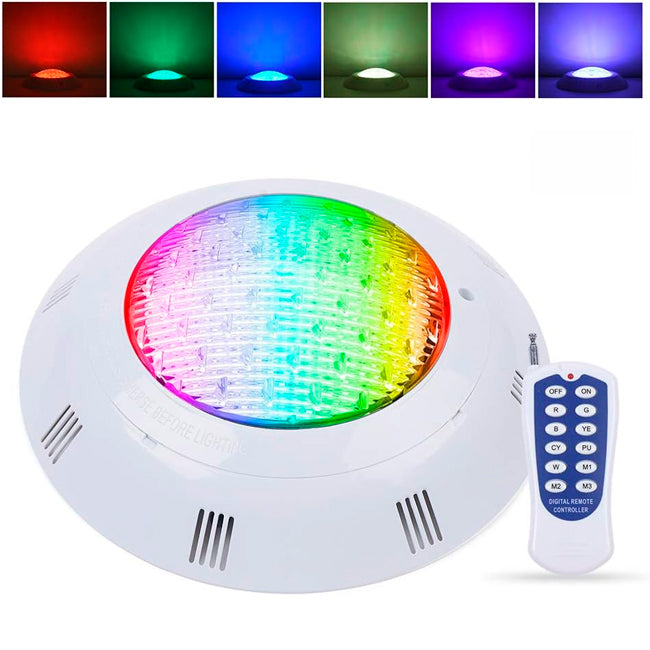 SPOT SUMERGIBLE LED 45W ACUÁTICO PARA PISCINAS RGB - 12 VOLTIOS + CONTROL REMOTO