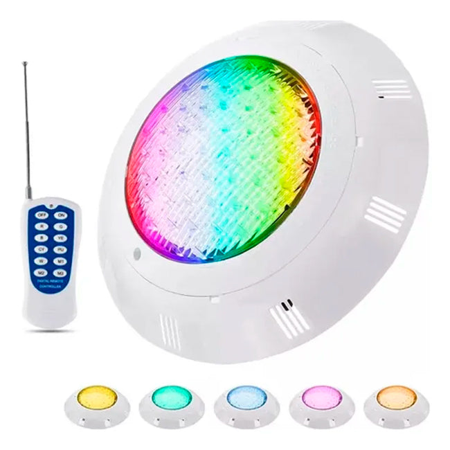 SPOT SUMERGIBLE LED 45W ACUÁTICO PARA PISCINAS RGB - 12 VOLTIOS + CONTROL REMOTO