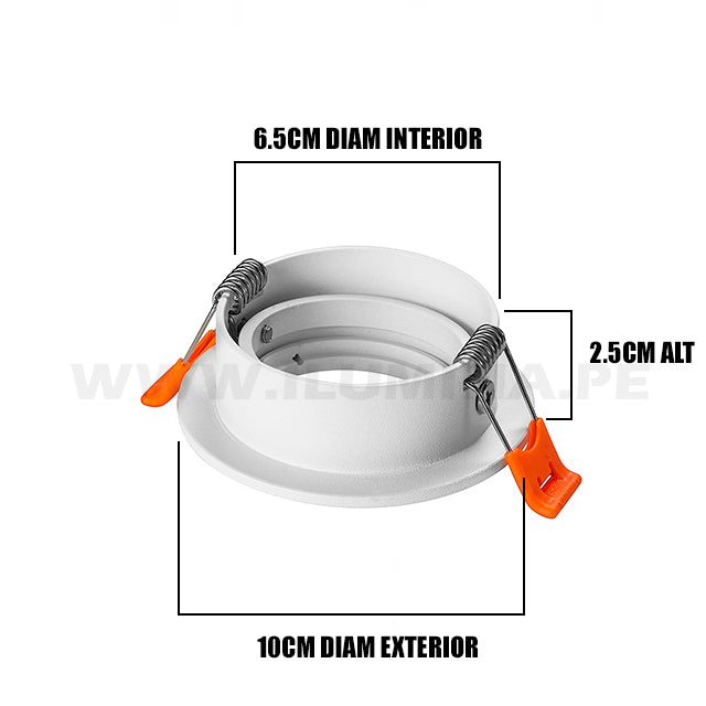 SET COMPLETO - SPOT EMPOTRABLE DANIELA CON DICROICO LED 9W LUZ BLANCA 6000K + SOCKET GU5.3 CERÁMICO