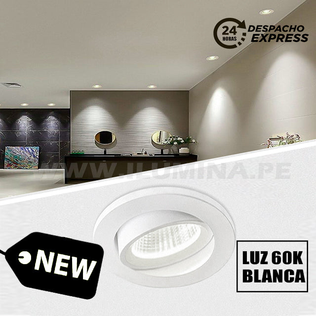 SET COMPLETO - SPOT EMPOTRABLE DANIELA CON DICROICO LED 6W LUZ BLANCA 6000K + SOCKET CERÁMICO GU5.3