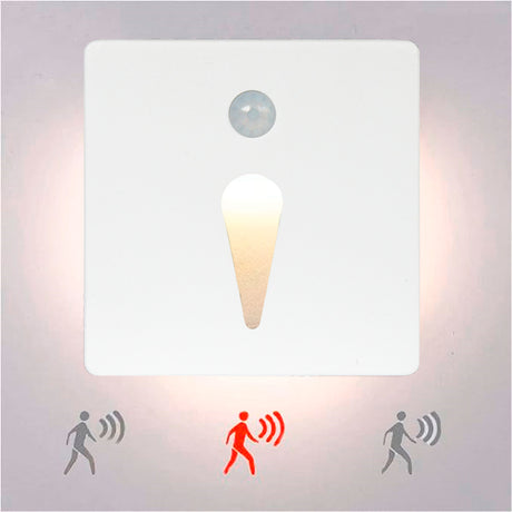 SPOT LUZ GUÍA DE PASO MAITÉ LED ASIMÉTRICO 3W CUADRADO BLANCO CON SENSOR DE MOVIMIENTO LUZ CÁLIDA