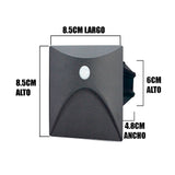 SPOT LUZ GUÍA DE PASO REGINA LED ASIMÉTRICO 3W CUADRADO NEGRO CON SENSOR DE MOVIMIENTO LUZ CÁLIDA