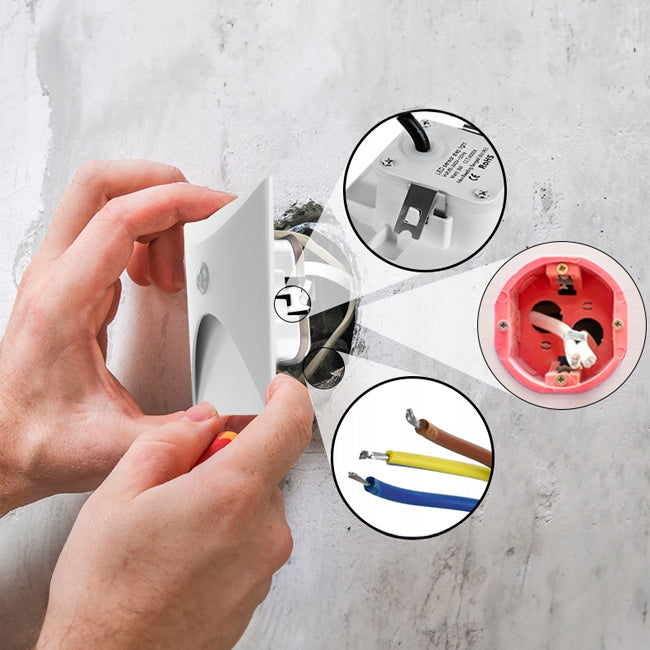 SPOT LUZ GUÍA DE PASO RENATA LED ASIMÉTRICO 3W CUADRADO BLANCO CON SENSOR DE MOVIMIENTO LUZ CÁLIDA