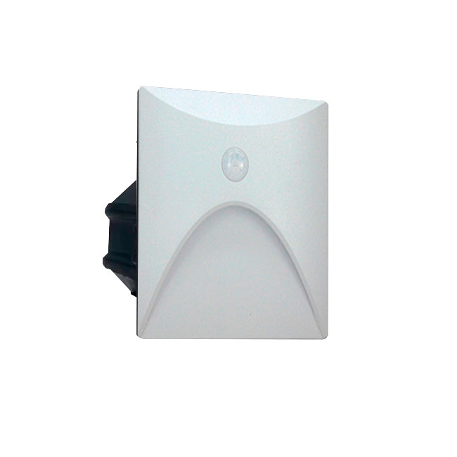 SPOT LUZ GUÍA DE PASO RENATA LED ASIMÉTRICO 3W CUADRADO BLANCO CON SENSOR DE MOVIMIENTO LUZ CÁLIDA