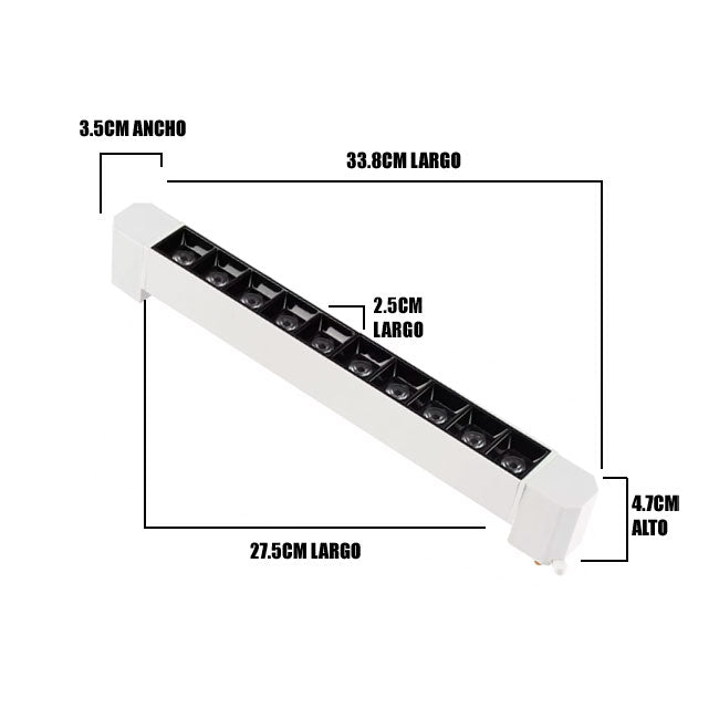 SPOT LED GRILLA WHITE PARA RIEL 20W 10LEDS  LUZ CÁLIDA