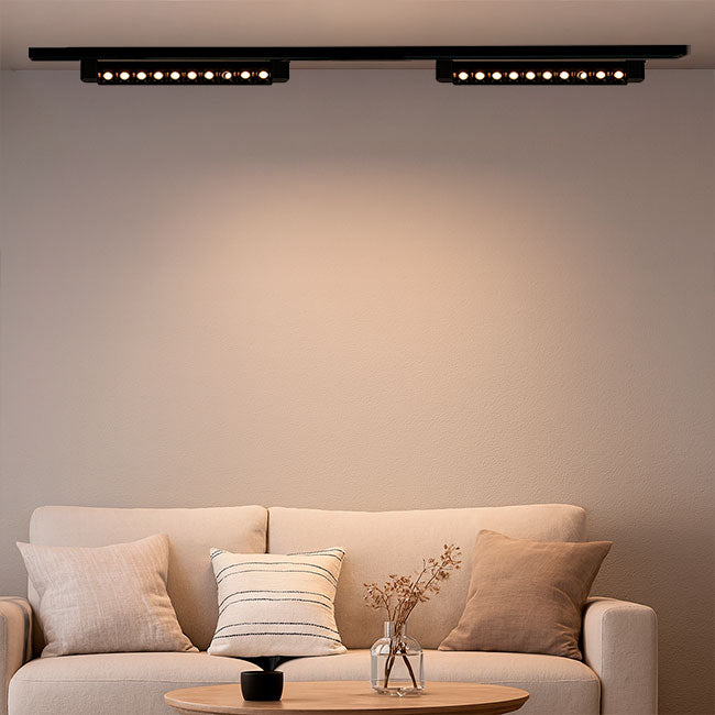 SPOT LED GRILLA BLACK PARA RIEL 20W 10LEDS LUZ CÁLIDA