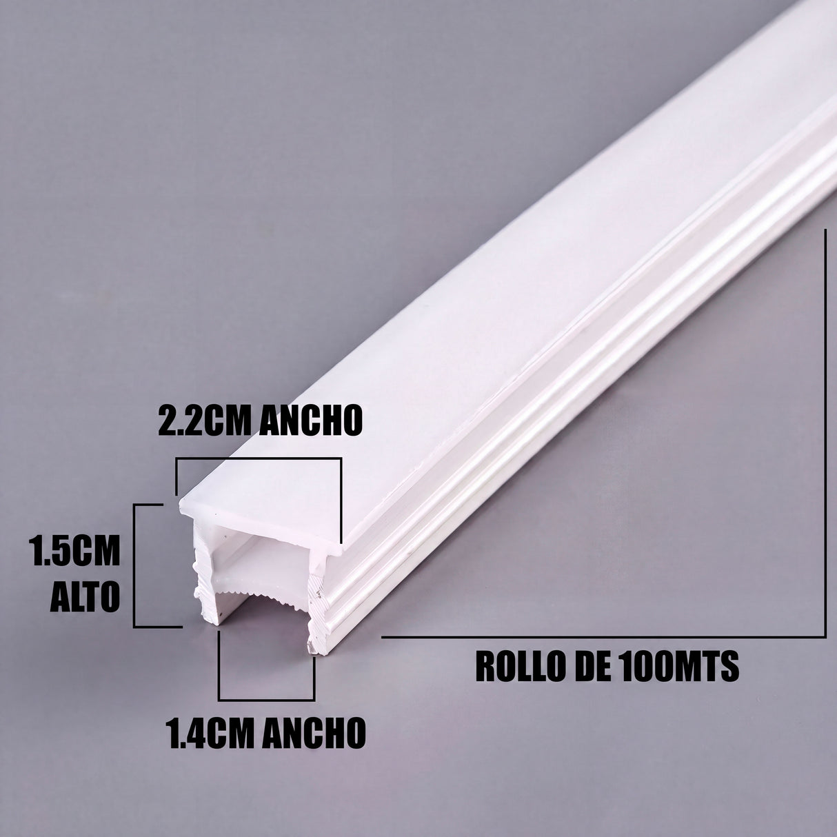 POR METROS - PERFIL FLEX DE SILICONA EMPOTRABLE 15MM PARA CINTA LED