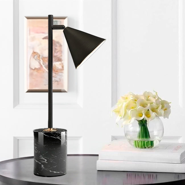 LÁMPARA DE MESA GENESIS BLACK LED + FOCO LED 12W LUZ BLANCA