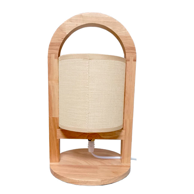 LÁMPARA DE MESA DE MADERA LANA + FOCO LED ÁMBAR G45 4W LUZ CÁLIDA