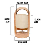 LÁMPARA DE MESA DE MADERA LANA + FOCO LED ÁMBAR G45 4W LUZ CÁLIDA
