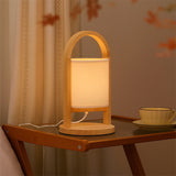 LÁMPARA DE MESA DE MADERA LANA + FOCO LED ÁMBAR G45 4W LUZ CÁLIDA