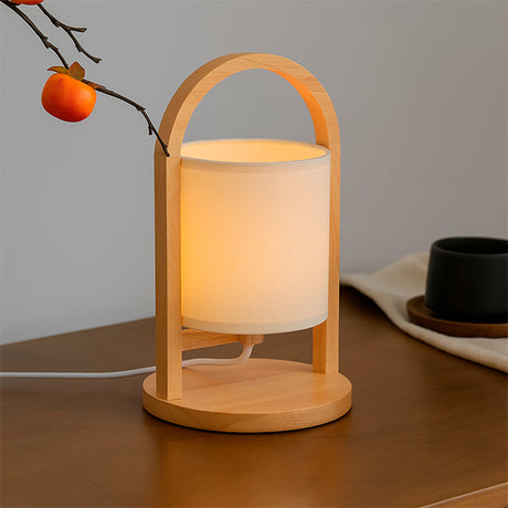 LÁMPARA DE MESA DE MADERA LANA + FOCO LED ÁMBAR G45 4W LUZ CÁLIDA