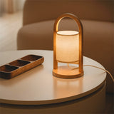 LÁMPARA DE MESA DE MADERA LANA + FOCO LED ÁMBAR G45 4W LUZ CÁLIDA