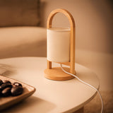 LÁMPARA DE MESA DE MADERA LANA + FOCO LED ÁMBAR G45 4W LUZ CÁLIDA
