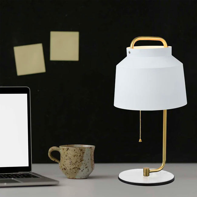 LÁMPARA DE MESA LOURDES WHITE AND GOLD LED - SIN FOCO