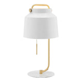 LÁMPARA DE MESA LOURDES WHITE AND GOLD LED - SIN FOCO