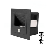 SPOT LUZ GUÍA DE PASO DE ESCALERA LED 3W SIMETRICA NEGRO CON SENSOR DE MOVIMIENTO