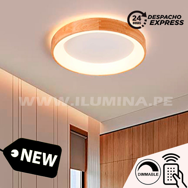 LÁMPARA DE TECHO DORINA LED WOOD 45W + CONTROL REMOTO