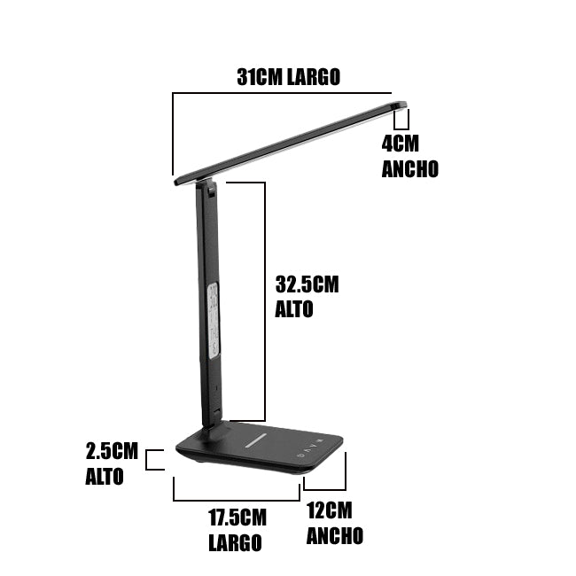 LÁMPARA DE ESCRITORIO CECILIA SMART TOUCH LED 10W TRICOLOR + CARGADOR WIRELESS NFC