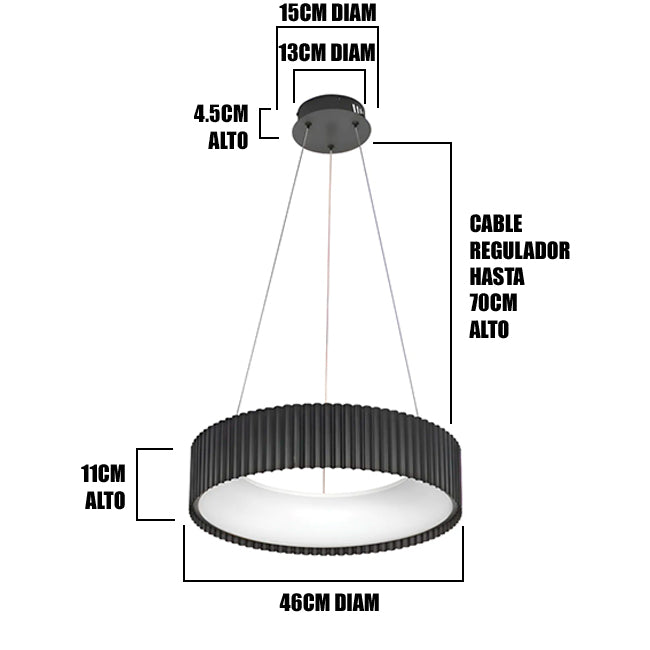 LÁMPARA COLGANTE BARBARA LED BLACK 56W  + CONTROL REMOTO