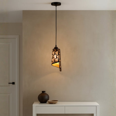 LÁMPARA COLGANTE ALUMINIO MALENA BLACK AND GOLD + FOCO LED TRANSPARENTE A60 4W LUZ CÁLIDA