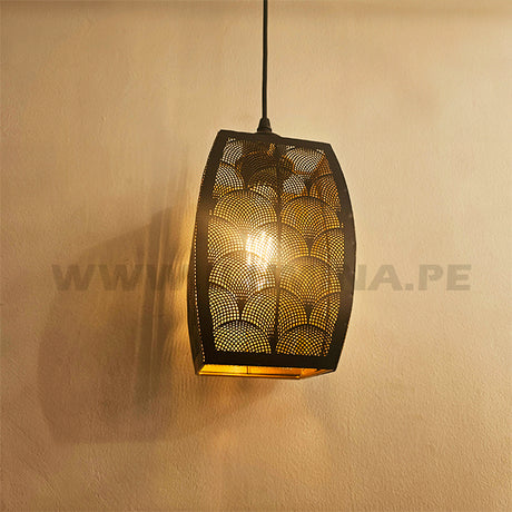 LÁMPARA COLGANTE ALUMINIO MINERVA BLACK AND GOLD LED + FOCO LED A60 FILAMENTO TRANSP 4W 2700K