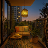 LÁMPARA COLGANTE ALUMINIO ROBERTA BLACK AND GOLD + FOCO LED TRANSPARENTE A60 4W LUZ CÁLIDA