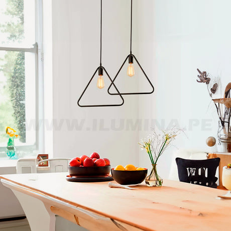 LÁMPARA COLGANTE LORENZA BLACK + FOCO LED G80 PAVONADO 10W ILUMINA TRICOLOR