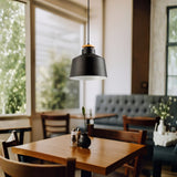 LÁMPARA COLGANTE FRANCESCA BLACK AND WOOD ECOLAMPS + FOCO LED 12W LUZ CÁLIDA E27