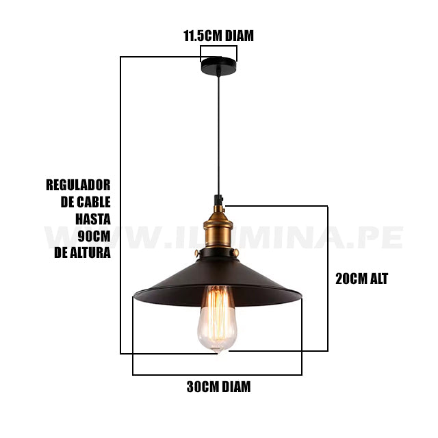 LÁMPARA COLGANTE ALUMINIO MARITA BLACK AND GOLD LED ECOLAMPS