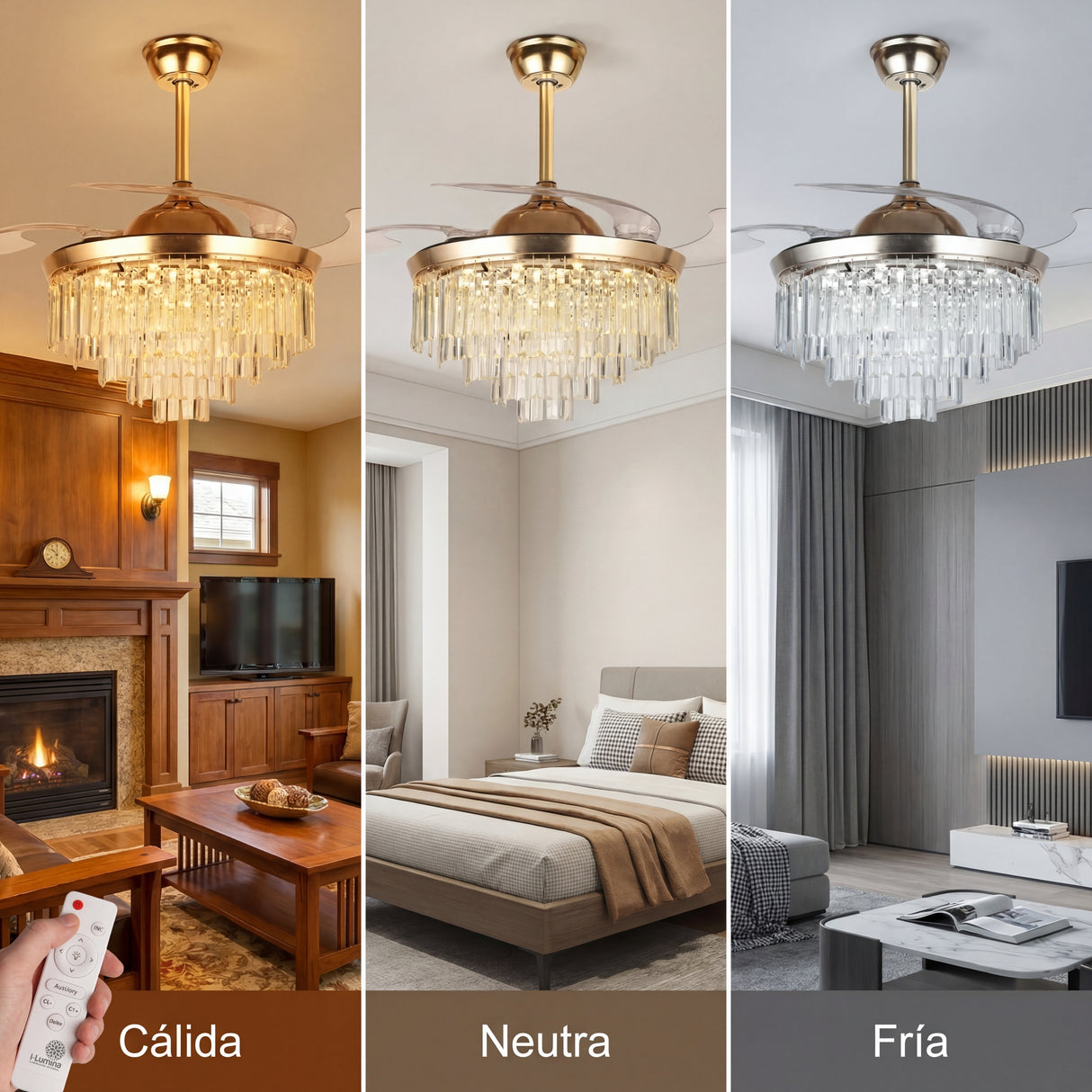 ventilador de techo con luz led regulable tres tonos de blanco i-lumina