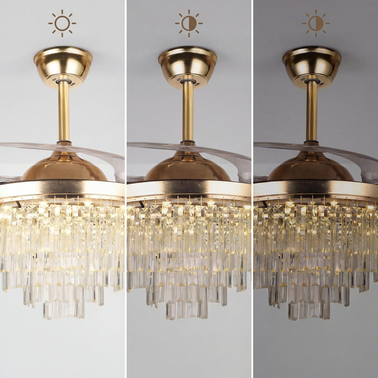 modos de iluminacion lampara ventilador de cristal lujo