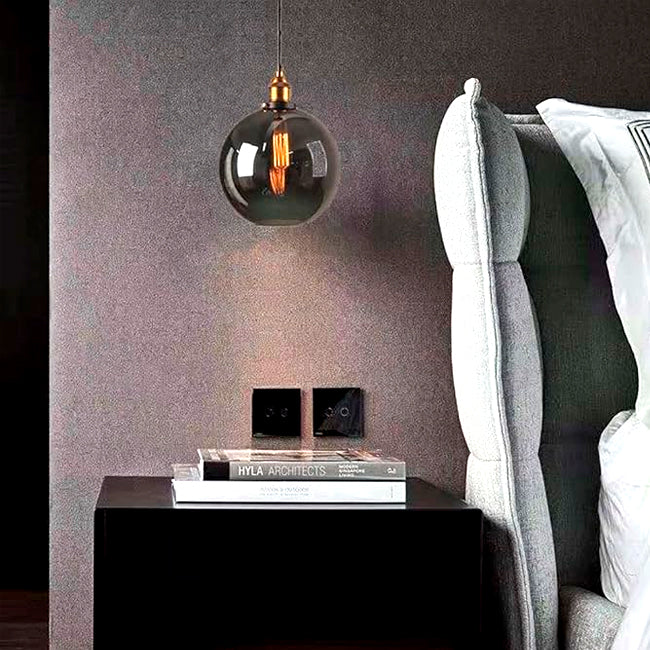 LÁMPARA COLGANTE ESFERA DE VIDRIO TERRALUNA BLACK / SIN FOCO
