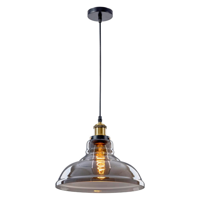 LÁMPARA COLGANTE CAMPANA DE VIDRIO HELENA BLACK / SIN FOCO