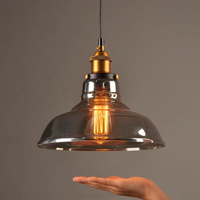 LÁMPARA COLGANTE CAMPANA DE VIDRIO HELENA BLACK / SIN FOCO