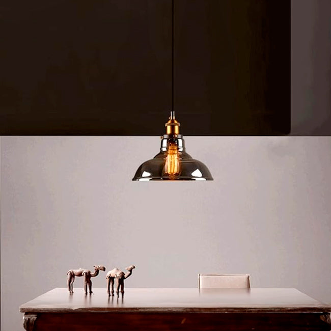 LÁMPARA COLGANTE CAMPANA DE VIDRIO HELENA BLACK / SIN FOCO