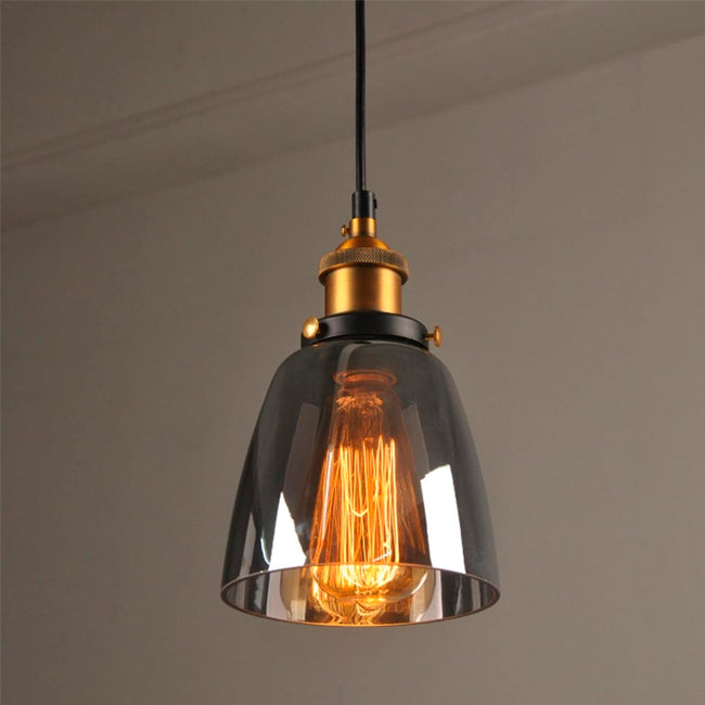 LÁMPARA COLGANTE CAMPANA DE VIDRIO THAIS BLACK / SIN FOCO