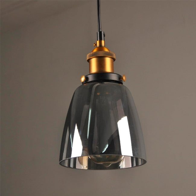 LÁMPARA COLGANTE CAMPANA DE VIDRIO THAIS BLACK / SIN FOCO