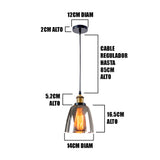 LÁMPARA COLGANTE CAMPANA DE VIDRIO THAIS BLACK / SIN FOCO