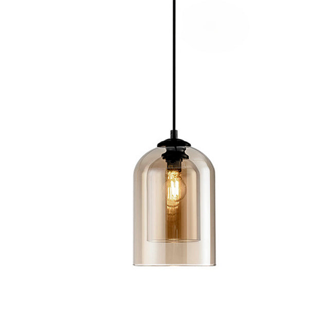 LÁMPARA COLGANTE CAMPANA DUAL DE VIDRIO MONTANA / SIN FOCO
